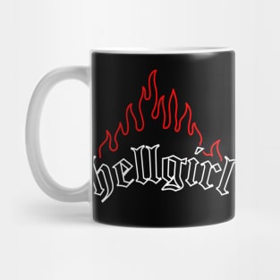 Hellgirl Aesthetic Goth Grl Grunge Design (Red Flames & White Text) Mug